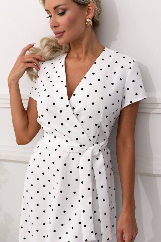 Платье Флора (белый горох)